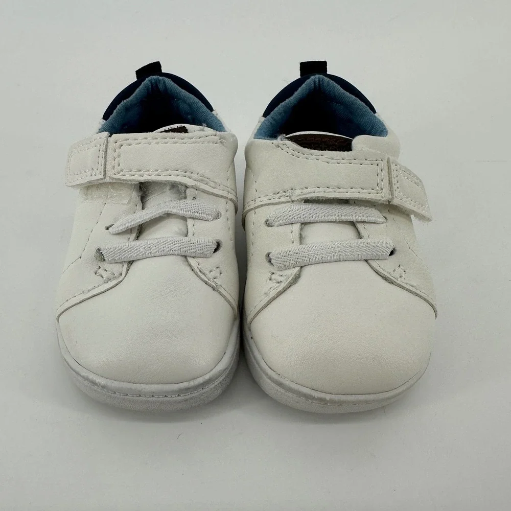 Carter's Every Step Kyle First Walker Sneakers White Navy Size 2.5 Hook & Loop